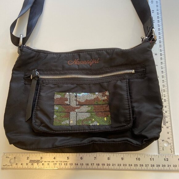Napapijri Black Crossbody Bag With Sequined Front Pocket & Adjustable Strap - Picture 9 of 13
